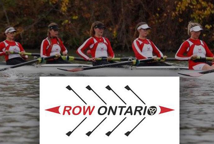 Row Ontario logo and rowers on a boat