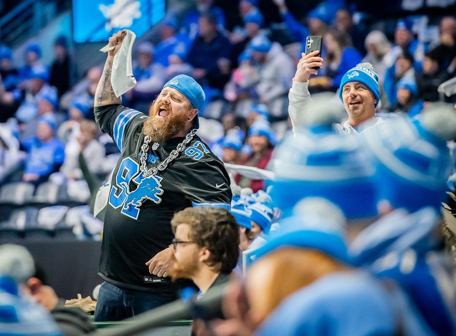 A large crowd gathered at Canada Life Place in London, Ontario to watch the Detroit Lions play a televised NFL game