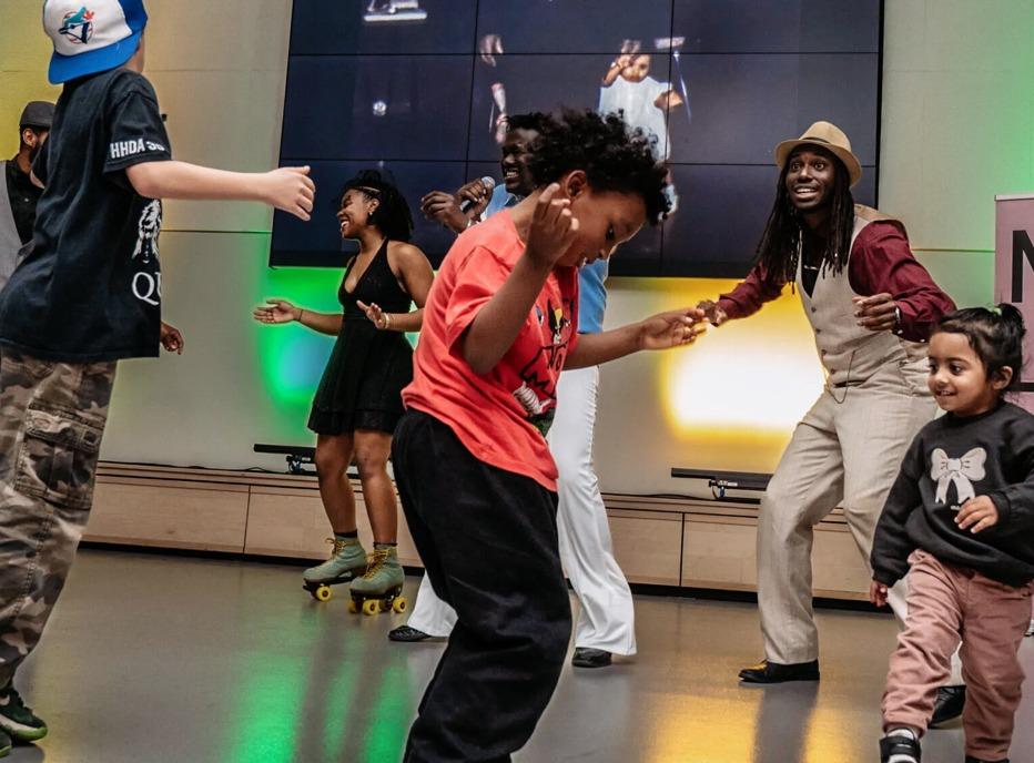 Various kids and young adults dancing and having fun at Museum London, located in London, Ontario