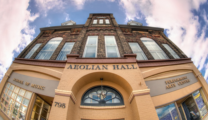 front entrance to aeolian hall