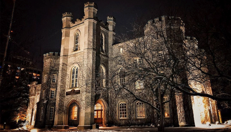 Middlesex County Court House at night.