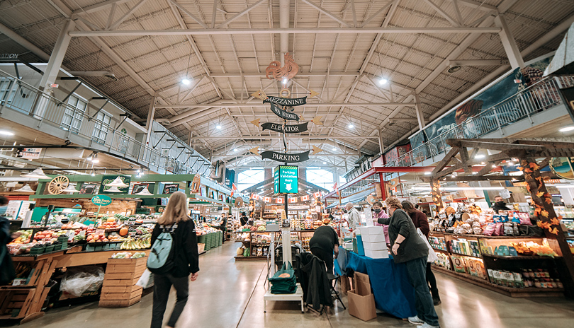 Various vendors selling fresh produce at Covent Garden Market located in London, Ontario