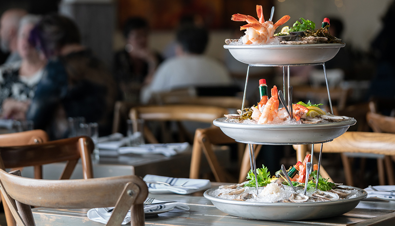 A shellfish tower on display at the Craft Farmacy restaurant located in London, Ontario