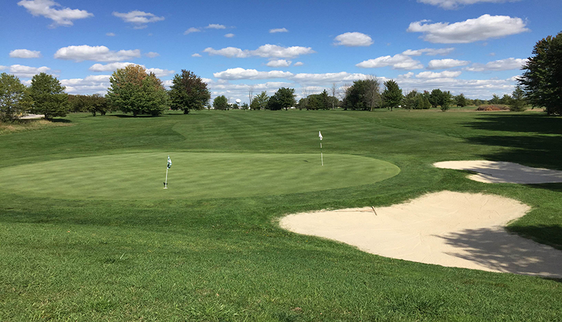 A hole at Crumlin Creek Golf Club on a sunny summer day