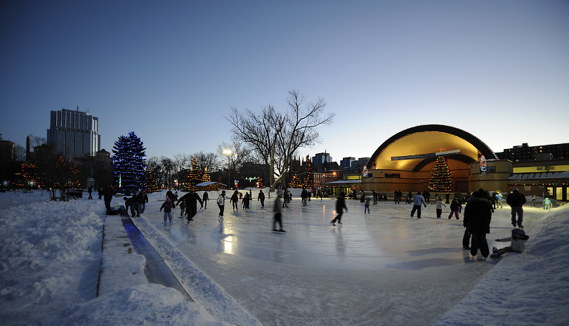 People skating at Victoria Park in London, Ontario