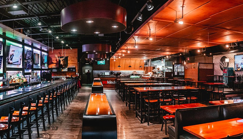 The main room and bar of Toboggan Brewing Company located in London, Ontario