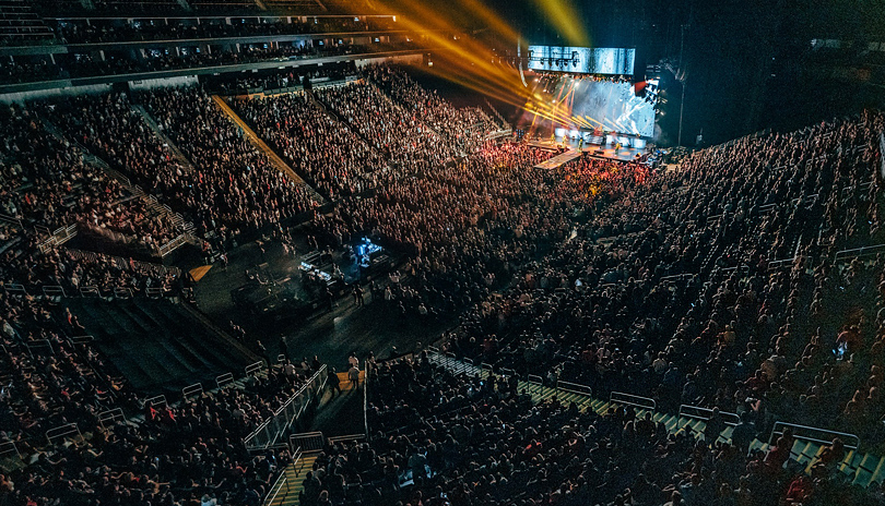 An aerial view inside Budwesier Gardens during a packed concert