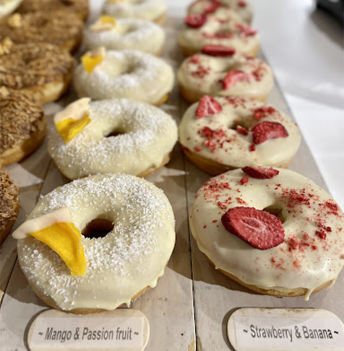 various fruit flavoured doughnuts 