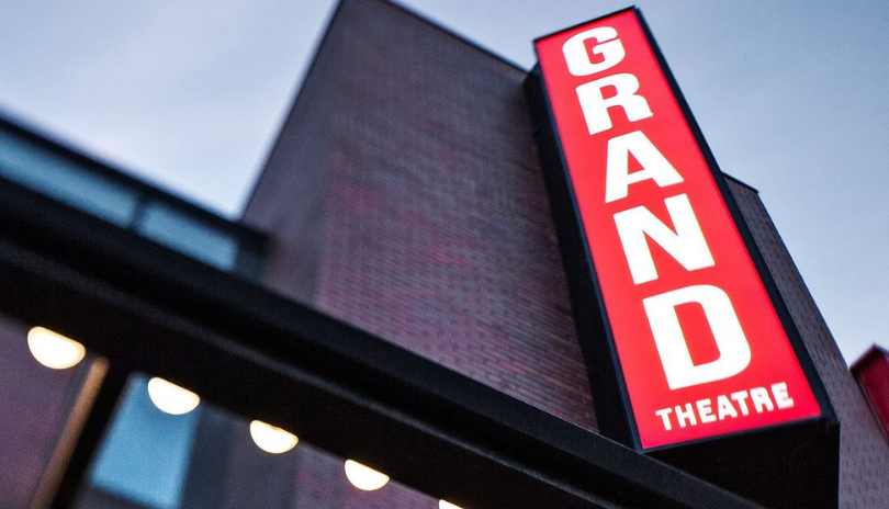 Grand Theatre sign at the front of the building