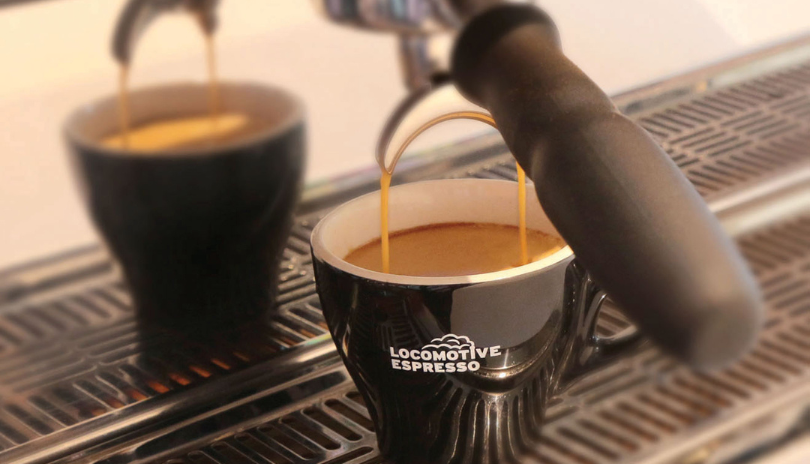 Espresso being poured at Locomotive Espresso located in London Ontario