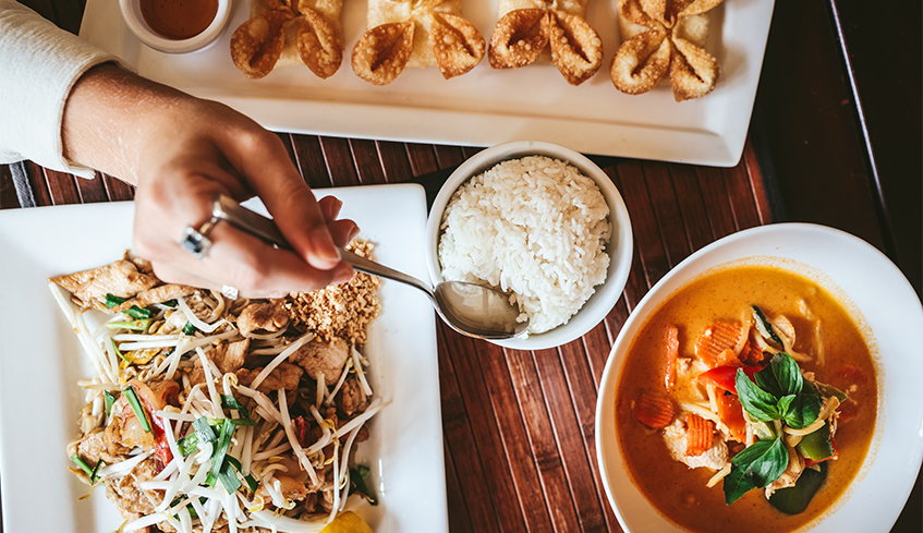 various Vietnamese dishes on a table 