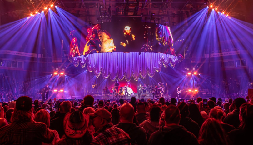 An area filled with fans looking at the stage during a concert at Canada Life Place in London, Ontario.
