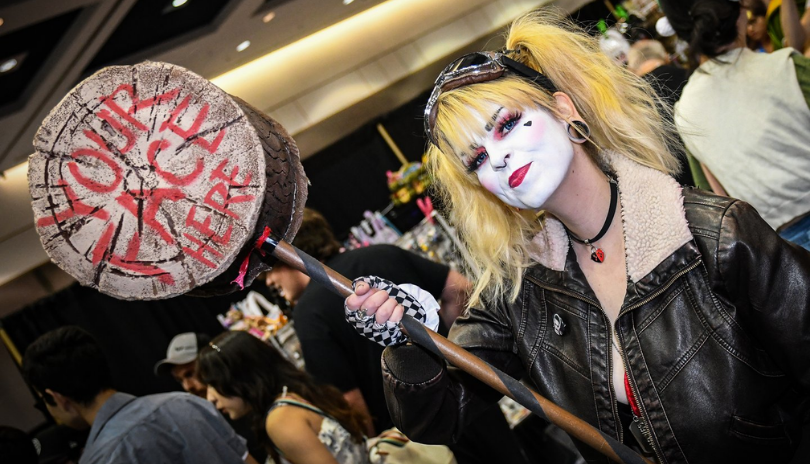A London Comic Con attendee dressed up in cosplay.