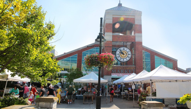 A market outside of Covent Garden Market in London, Ontario.