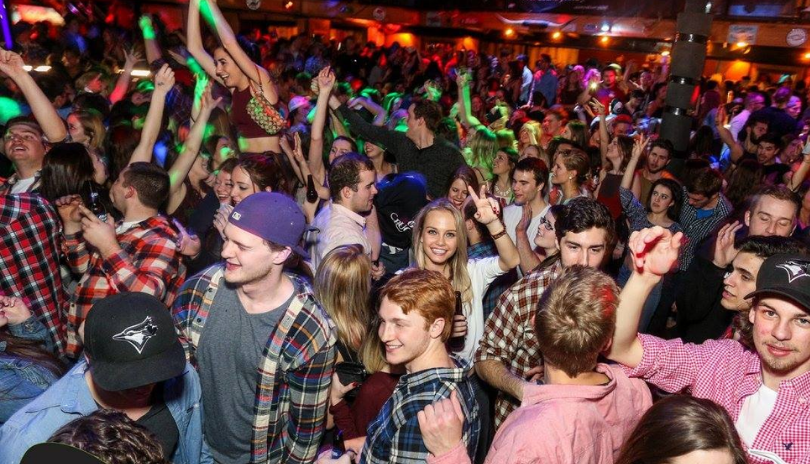 A crowded dance floor at Cowboys Ranch in London, Ontario.