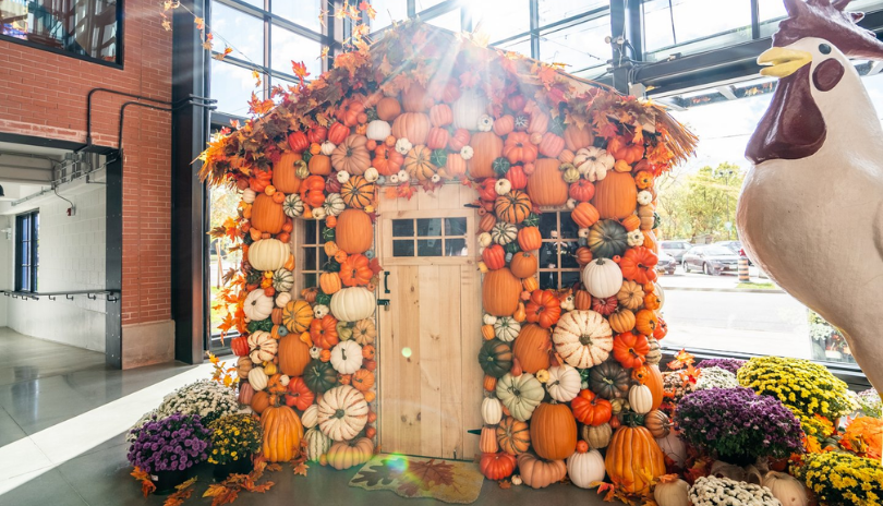 A tiny house made of pumpkins at 100 Kellogg Lane in London, Ontario.