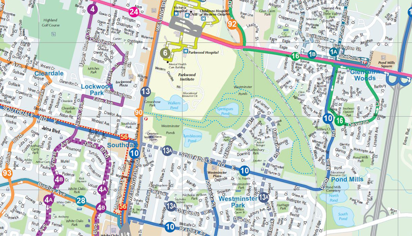 2019 London Transit Commission Bus Route Map