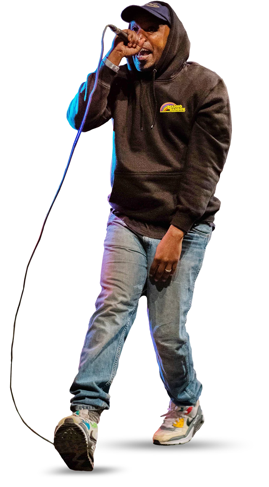 Singer on a mic
