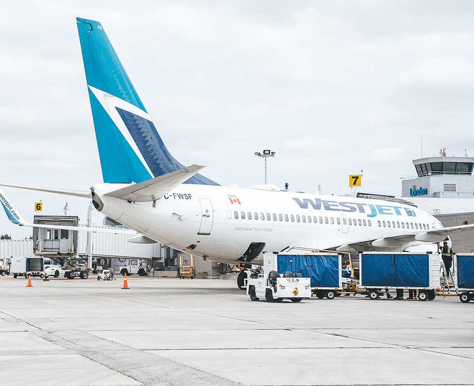 westjet airline on tarmac