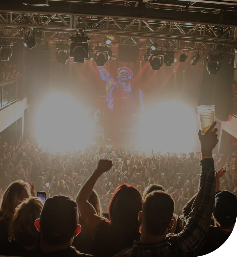 audience enjoying concert looking at stage