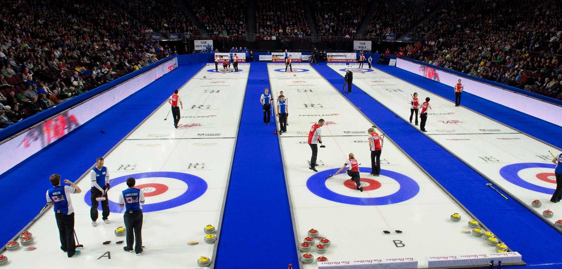 curlers on ice curling rinks