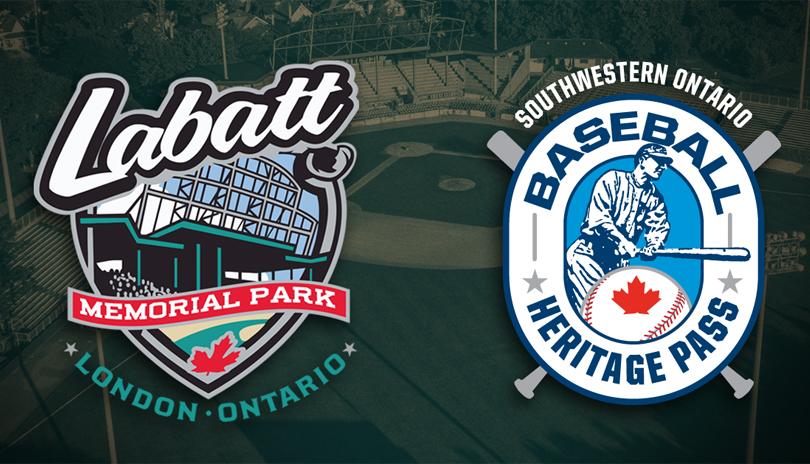 Logos for Labatt Park Tours & the Southwestern Ontario Baseball Heritage Pass