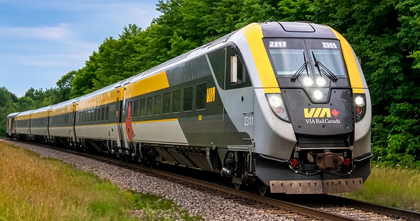 VIA rail train on a train track