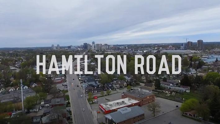 An aerial view of Hamilton Road located in London, Ontario