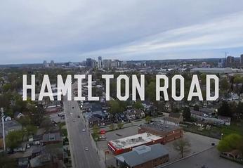 An aerial view of Hamilton Road located in London, Ontario