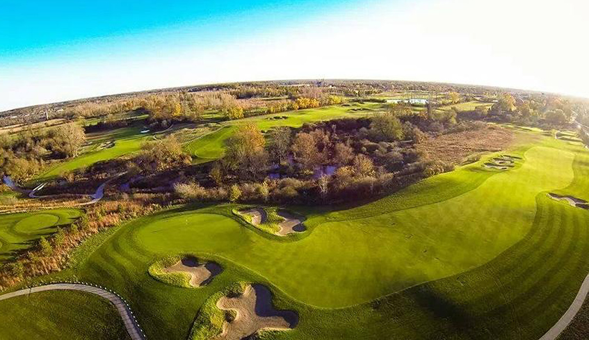 An aerial view of the FireRock Golf Club's main course