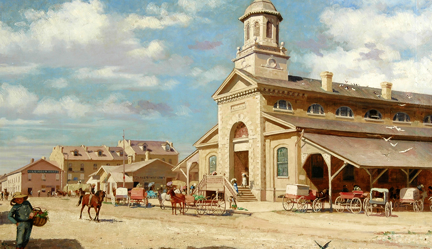 Painting by Paul Peel of The Covent Garden Market, London, Ontario, 1883. Collection of Museum London
